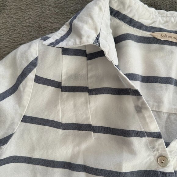 Soft Surroundings Washed Tencel Tunic Assymetrical Blouse SMALL Striped - Picture 8 of 9